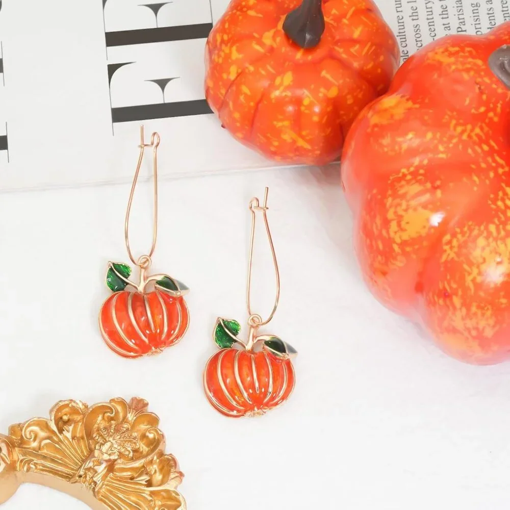 Fall Earrings Crystal Maple Leaf Earring for Women Orange Autumn Maple Leaves Th - Picture 6 of 7